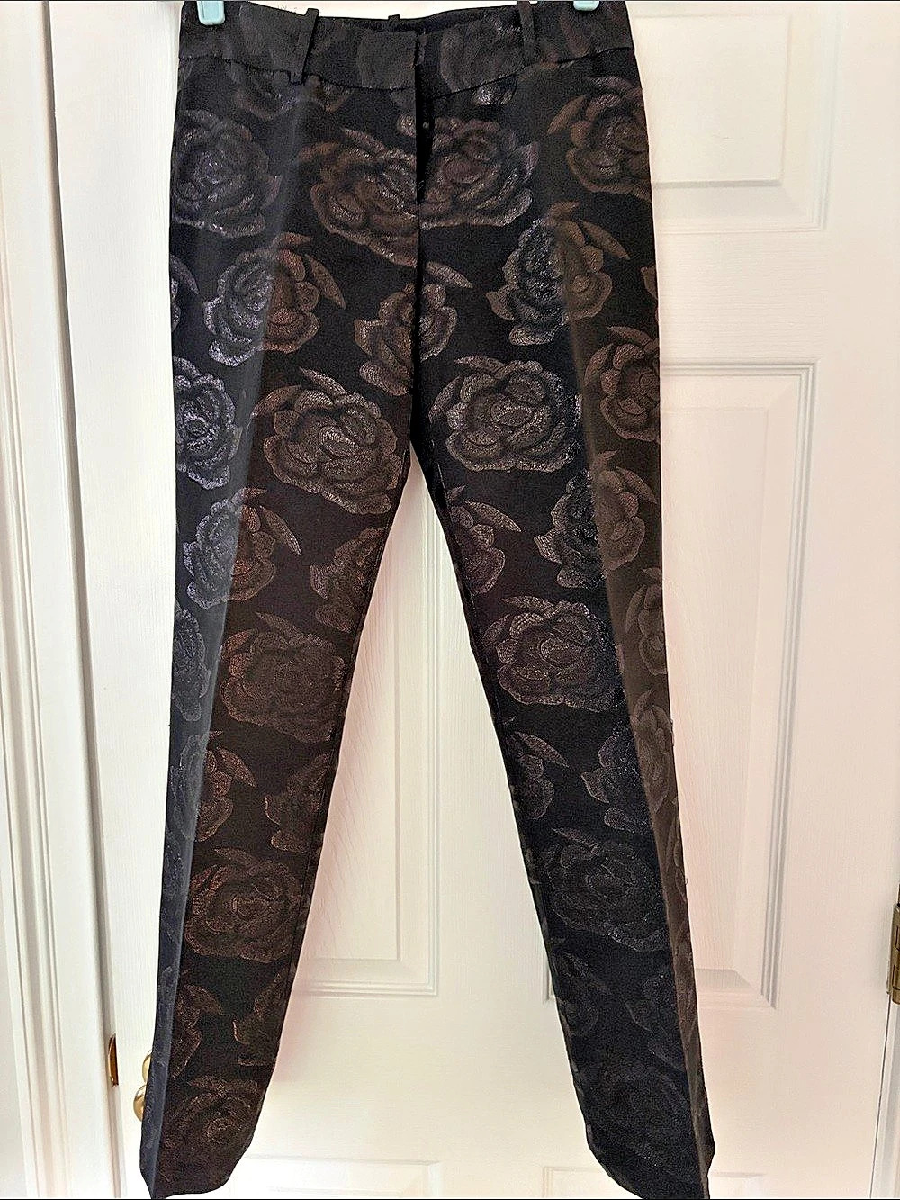The Limited blk on blk metallic floral Straight Leg Pants Size 2
